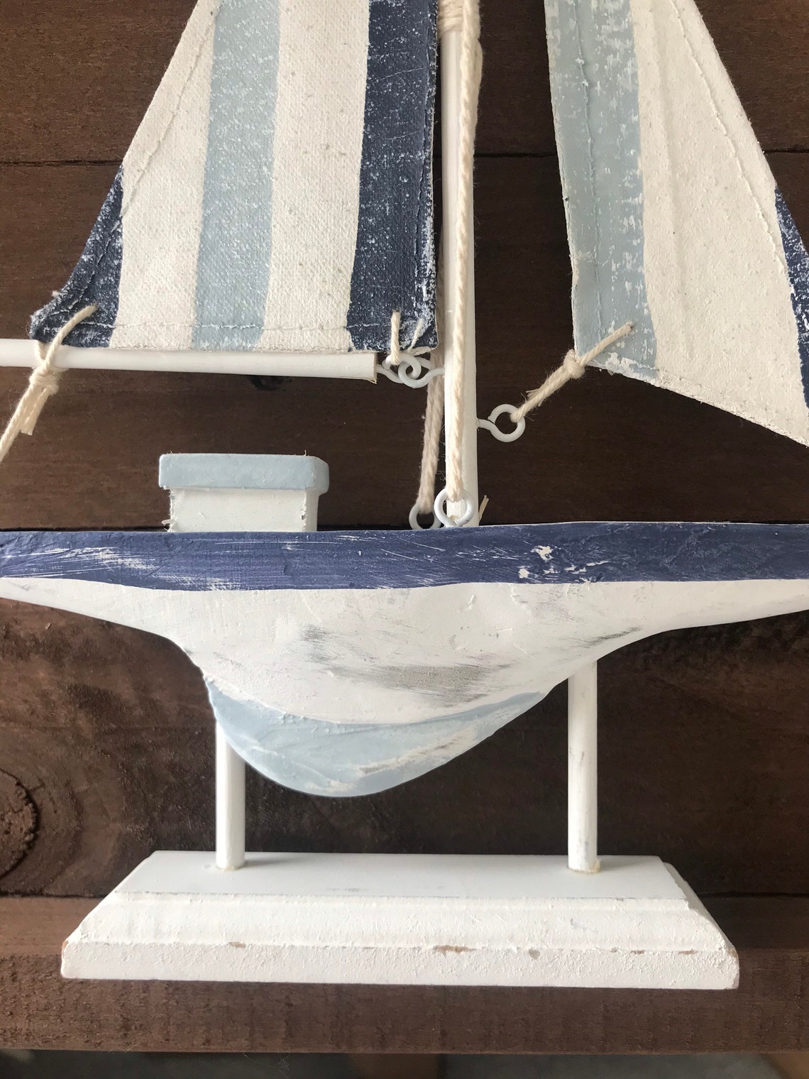 Wooden Sail boat Ornament / Nautical home decor Coastal Etsy