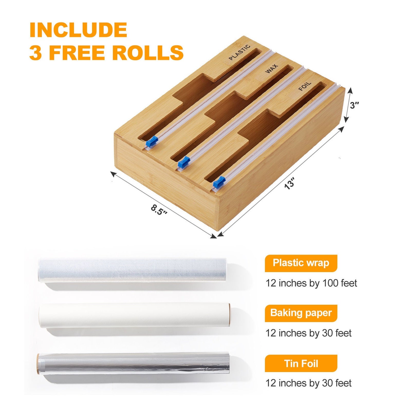 Saran Wrap Organizer With Cutter Kitchen Drawer Organizer for Foil and