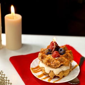 French Toast Duftkerze | Sojawachs Kerze | Lebensmittel Nachtisch Kerze Gel-Wachs-Kerze | Himbeer Kerze | Dessert Kerze Kerze |  Creme