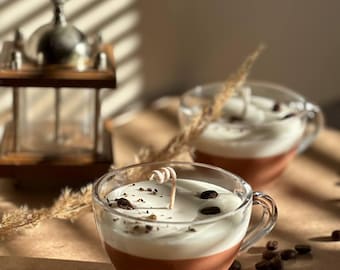 Iced Coffee Candle | Coffee Scented Soy Candle with Caramel & Vanilla | Handmade Latte Candle | Cozy Home Decor | 200ml Cup Candle