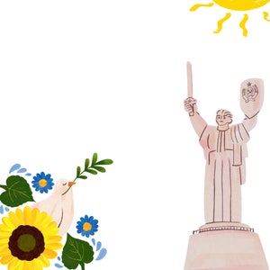 Das elektronische Bild wurde von einem Künstler aus der Ukraine angefertigt. Ukrainische Karte mit patriotischem Design. Für den Druck geeignet. Es kann auch Post sein