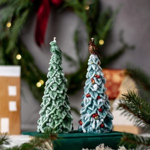 Vela de árbol de Navidad - Vela de árbol de nieve - Vela de pilar - Vela de pino de Navidad - Regalo de Navidad - Vela de palma - Decoración navideña