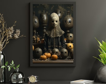 PRINTABLE Halloween Wall Art, Very horiblle Painting, Vintage  Neutral Printables, Digital Download Art Prints. Hallowen print for wall