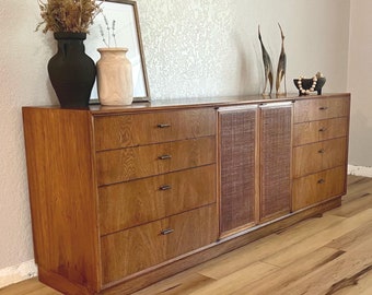 SOLD Founders Credenza with Wicker Front Cabinets