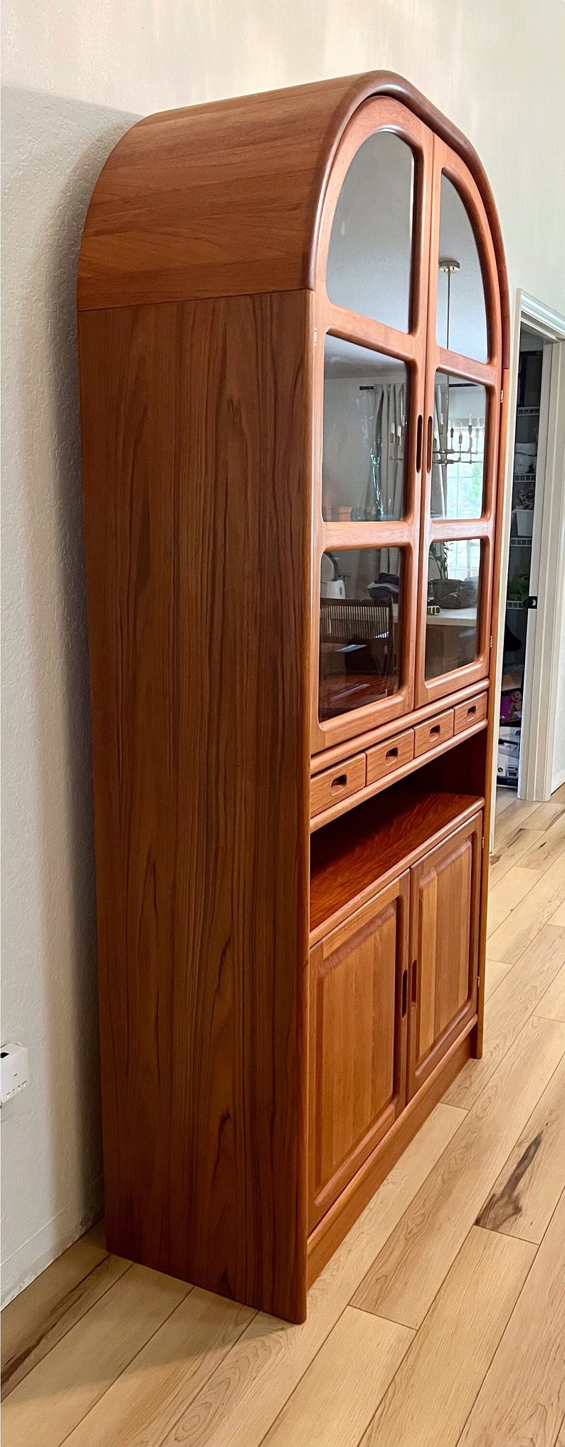 SOLD Vintage Mid Century Arched Teak Hutch Etsy