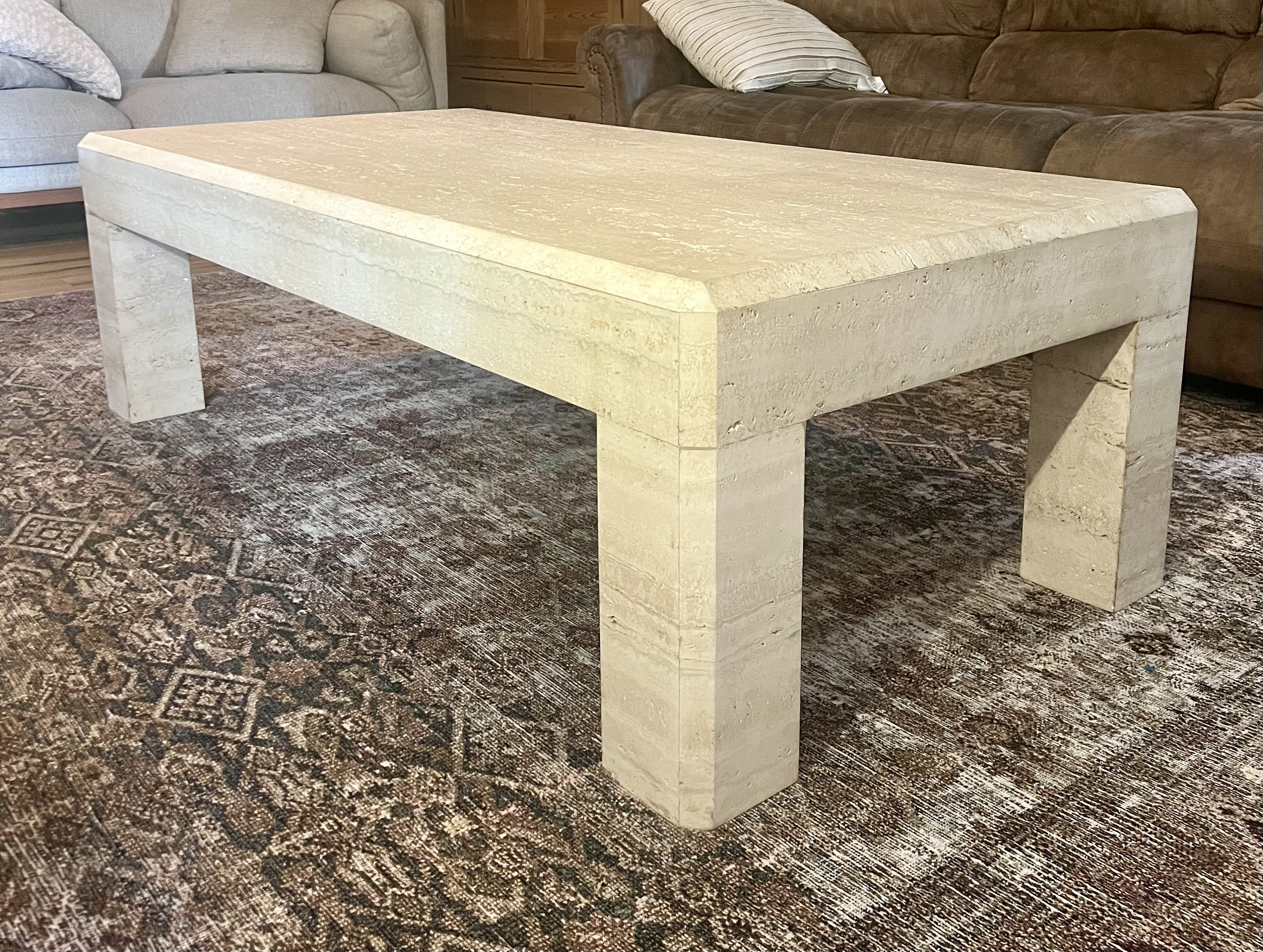 SOLD Vintage Post Modern Travertine Coffee Table - Etsy
