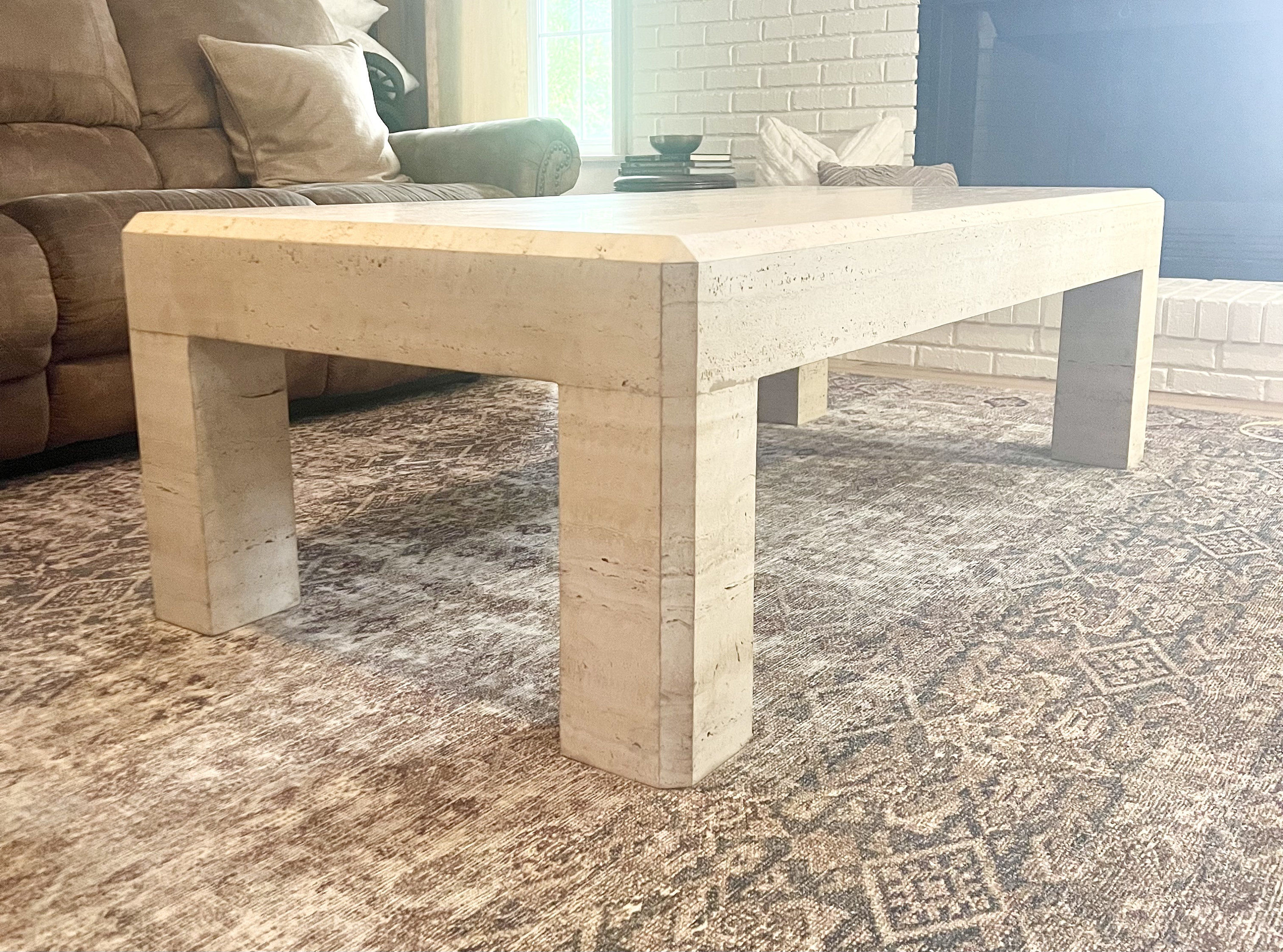 SOLD Vintage Post Modern Travertine Coffee Table - Etsy