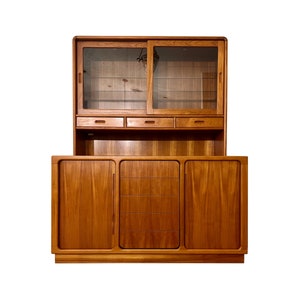 SOLD Vintage Mid Century Tambour Door Teak Hutch