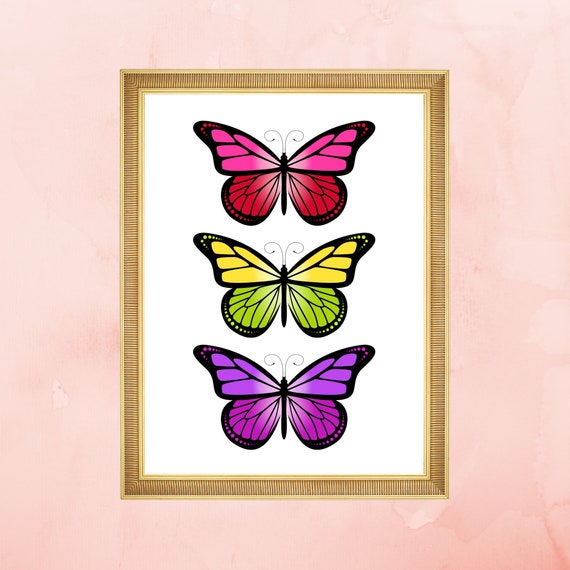Butterfly Wall Art Aesthetic Room Decor. This Colorful Etsy