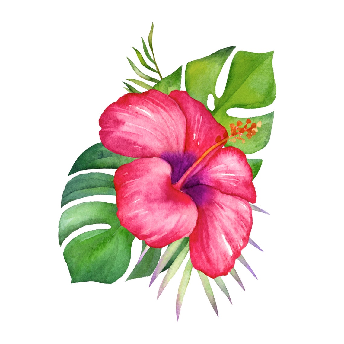 3 Piece Hibiscus Flower Wall Art Printable Tropical Wall | Etsy