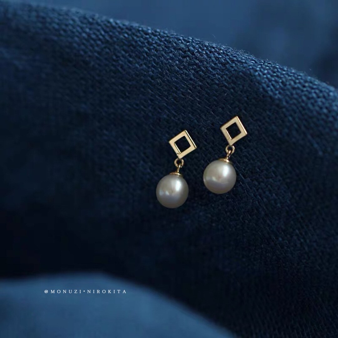 14k Gold Vermeil Elegant Pearl Stud Earring Dainty Sterling - Etsy