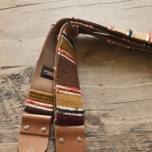 Handmade Guitar Strap / Custom Guitar Strap, Vintage Brown Woven Stripes, LTD Edition "Autumn"