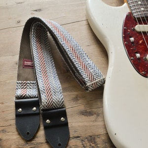 Handmade Guitar Strap / Custom Guitar Strap, Vintage Blue Woven Pattern, LTD Edition "Riptide"