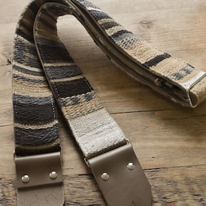 Vintage Striped Guitar Strap / Handmade Guitar Strap, Blue Striped Design, LTD Edition &quot;Mako&quot;