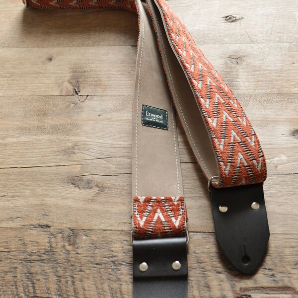 Vintage Guitar Strap / Handmade Guitar Strap, Orange Woven Design, Custom/Personalized, LTD Edition "Terracotta"