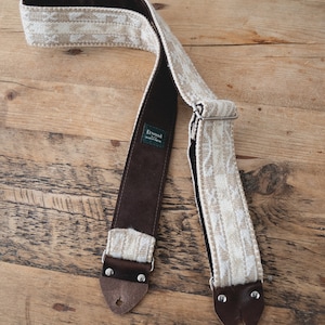 Vintage Guitar Strap / Handmade Guitar Strap, White Woven Design, LTD Edition &quot;Norse&quot;, Handmade in the UK