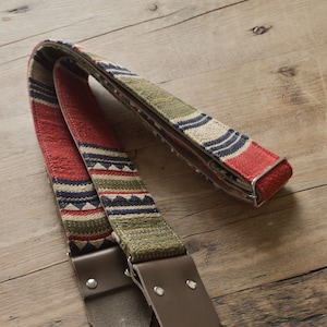 Vintage Red & Green Guitar Strap / Custom Guitar Strap, LTD Edition "Forest", Handmade in the UK