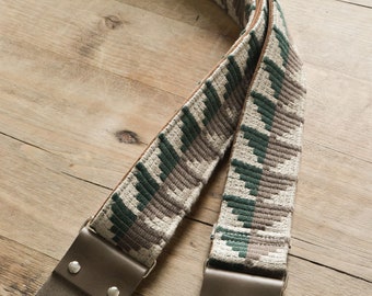 Vintage Guitar Strap / Custom Guitar Strap, Green Guitar Strap, LTD Edition "Trail", Handmade in the UK