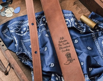 Premium Personalized Leather Guitar Strap, Custom Guitar Strap, Guitarist Gift, Gift for Him, Musical Graduation Gift for Guitar Lovers