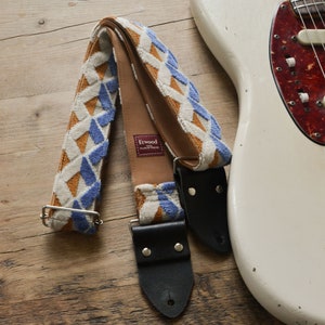Handmade Guitar Strap / Vintage Guitar Strap, Blue Psychedelic Design, LTD Edition &quot;Piscis&quot;