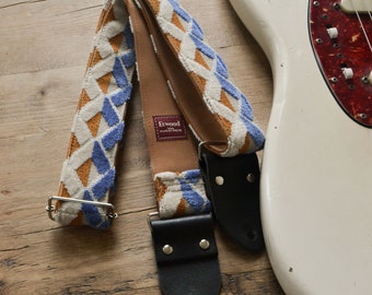 Handmade Guitar Strap / Vintage Guitar Strap, Blue Psychedelic Design, LTD Edition "Piscis"