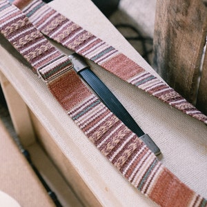 Vintage Guitar Strap / Custom Guitar Strap, Red Striped Design, LTD Edition &quot;Rust&quot;, Handmade in the UK, Gifts for Guitarists
