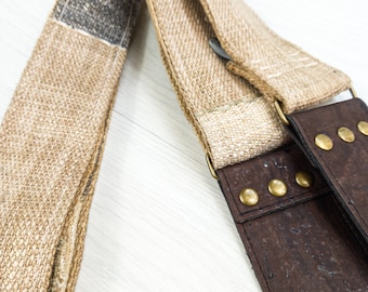 Handmade Guitar Strap - Cork Leather Ends - Handcrafted in the UK - Suitable for Acoustic, Electric and Bass Guitar
