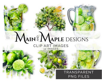 Limes | 12 Images | Transparent PNG Files | Commercial Use  | Card Making Scrapbooking | Lime Clipart | CLIP-58