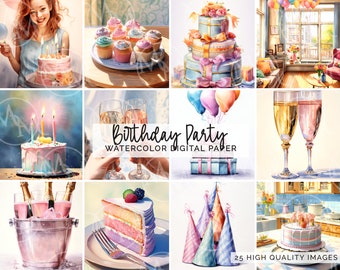Birthday Party Clipart Scenes for Planner Stickers Card Making Scrapbooking Digital Images, Clip art PNG Files CLIP-191