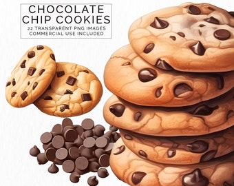 Chocolate chip cookie clipart PNG Files with Commercial Use chocolate chip cookie png watercolor cookie clipart Transparent PNGs CLIP-160
