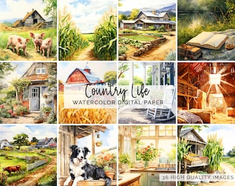 Country Life Scenes for Planner Stickers Card Making Scrapbooking Digital Stickers, Farm Life Clipart PNG Images CLIP-184