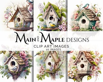 Painted Bird Houses | 10 Scenes | Clip Art | Commercial Use | Digital Images CLIP-12