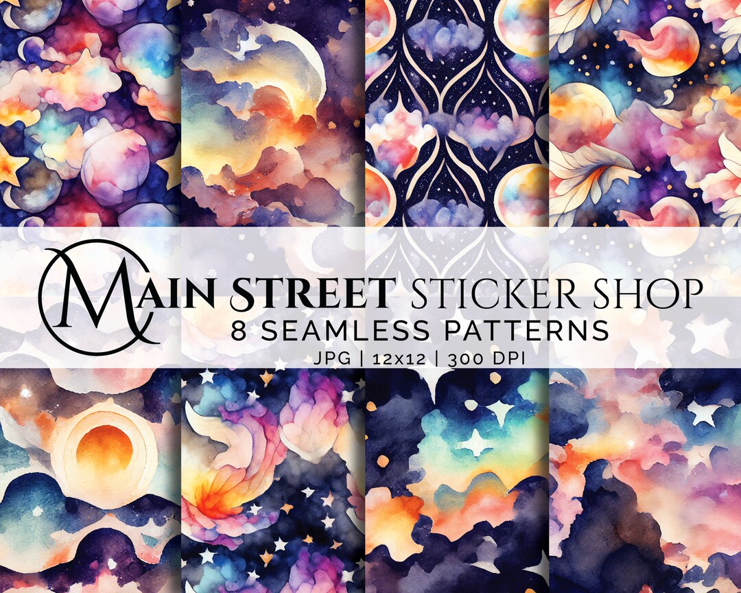 Celestial Sky Designer Seamless Pattern Bundle | Digital Paper ...