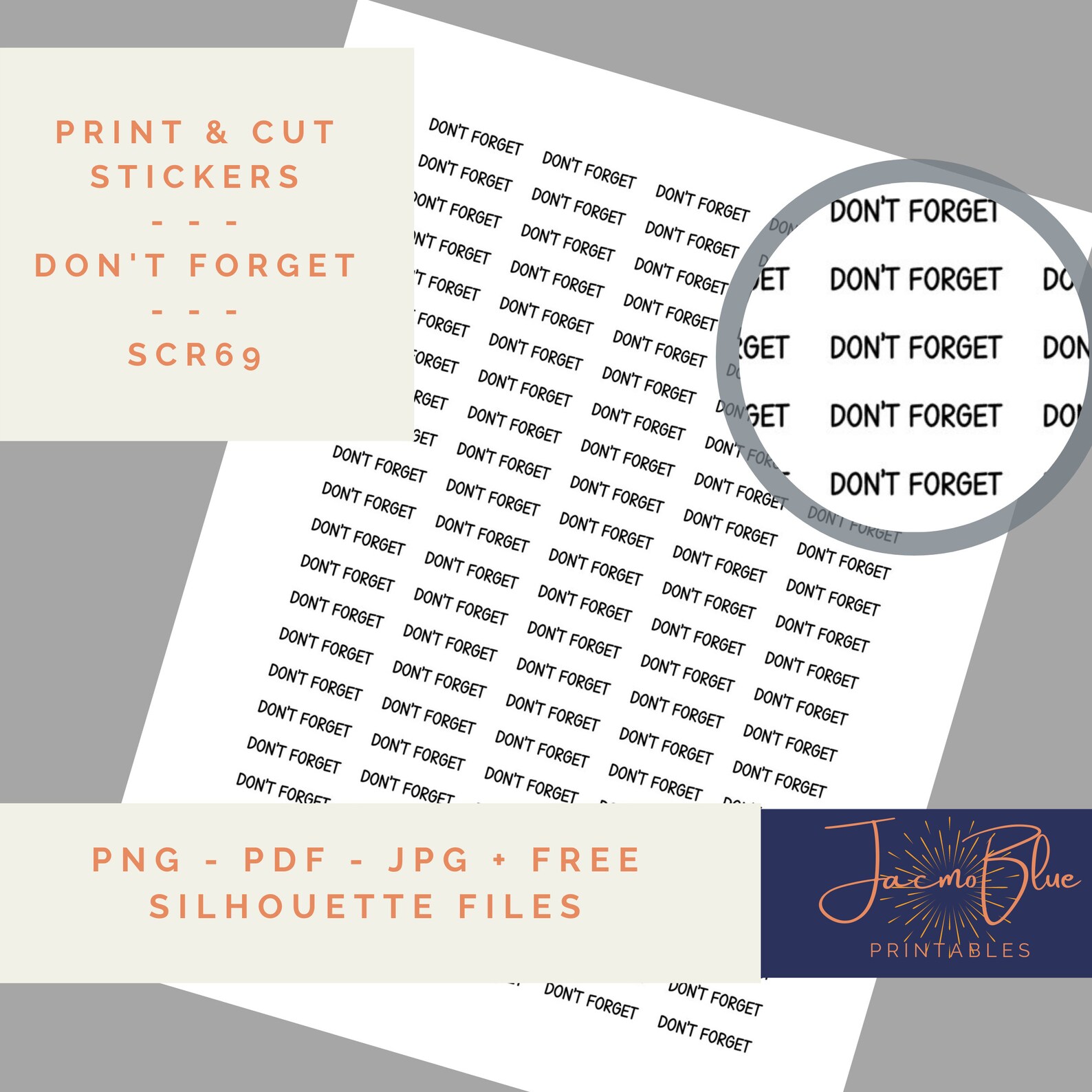DON'T FORGET Printable Stickers with Cut Files and Free | Etsy