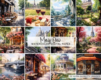 Paris Scenes Sidewalk Cafes Parisian Gardens with Commercial Use for Planner Stickers, Card Making Digital Images Clipart PNG Files CLIP-183
