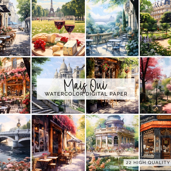 Paris Scenes Sidewalk Cafes Parisian Gardens with Commercial Use for Planner Stickers, Card Making Digital Images Clipart PNG Files CLIP-183