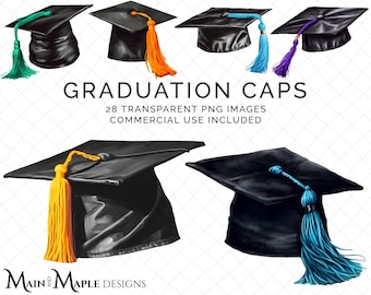 Graduation Cap Clipart | 28 Images | Transparent PNG Files | Commercial Use | Card Making Scrapbooking | High School, College | CLIP-107