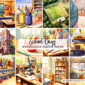 Back to School Szenen für Planner Aufkleber Kartenherstellung Scrapbooking digitale Bilder, Schultage Klassenzimmer Bilder Clipart PNG Dateien CLIP-187
