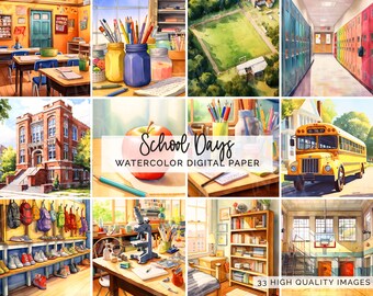 Back to School Scenes for Planner Stickers Card Making Scrapbooking Digital Images, School Days Classroom Images Clipart PNG Files CLIP-187