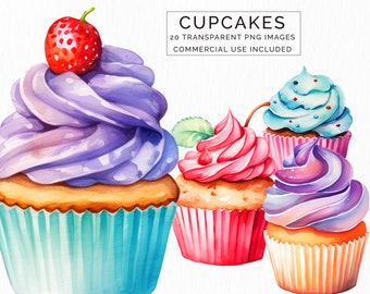 Cupcakes, Transparent PNG Files with Commercial Use Flowers, Cupcake Clipart, Dessert Clipart, Birthday Clipart CLIP-139
