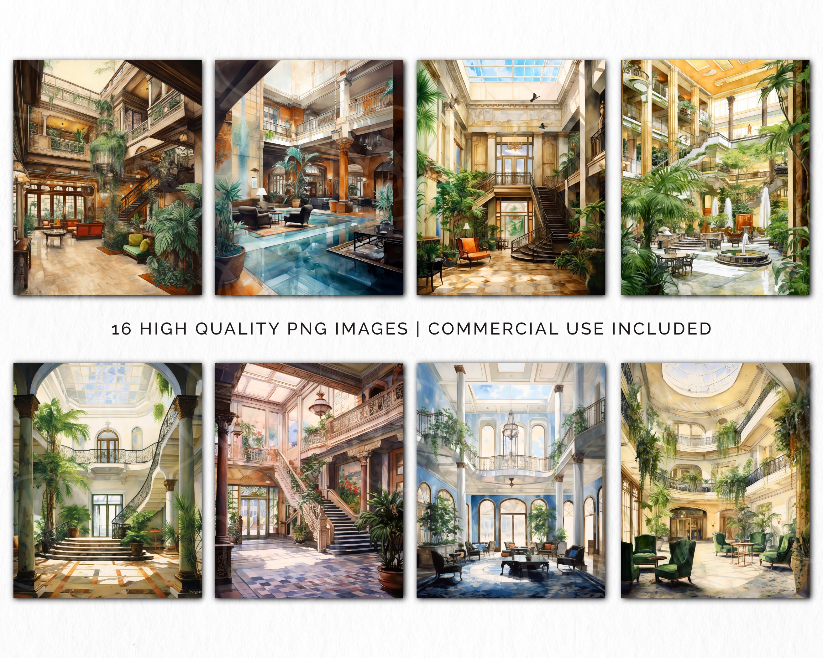 Hotel Lobby Clipart With Commercial Use for Card Making, Scrapbooking ...