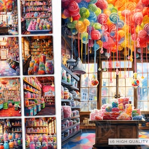 Candy Shop Clipart mit kommerzieller Nutzung für Kartenherstellung, Scrapbooking digitale Bilder Aufkleber machen, Candy Shop PNG, Candy Shop Kunst CLIP-150