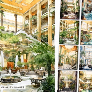 Clipart de lobby de hotel com uso comercial para fabricação de cartões, fabricação de adesivos de imagens digitais para scrapbooking, outros, hotel png, lobby png CLIP-163
