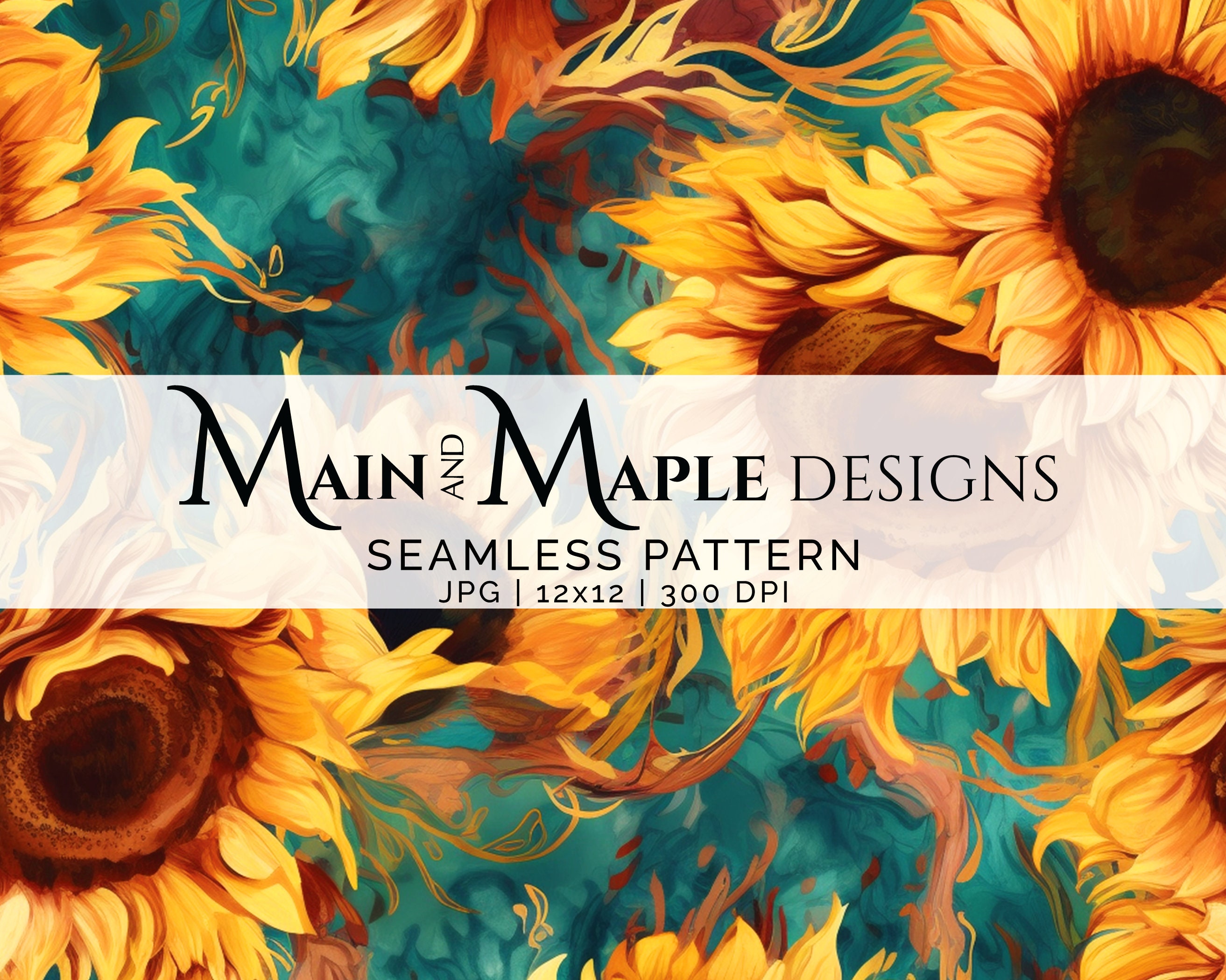 Seamless Pattern Sunflowers | Digital Paper | Commercial Use | 1 ...