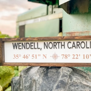 Custom City State Coordinates - Personalized Coordinates Sign - Farmhouse Sign - Personalized Gift - Latitude Longitude - GPS Coordinates
