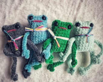 Langbeinige Froggies, gehäkelte lustige Froschplüschtiere, Amigurumi, handgemacht