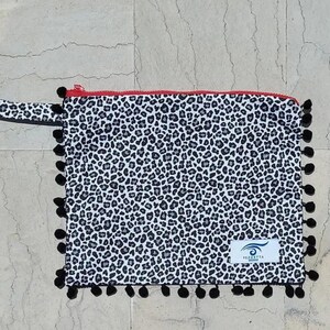 Handmade Pouch, Makeup Bag, Cosmetic Bag, Toiletry Bag, Large Pouch, Beach Bag, Leopard Zipper Pouch, Gift Women, Mom Gift, Bridesmaid Gift