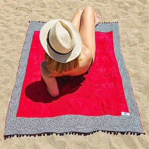 Handmade Custom Beach Towel, Soft 100% Cotton Terry Towel, Leopard Beach Towel,Pool Party Towel, Bath Towel, Gift for him, Gift for her