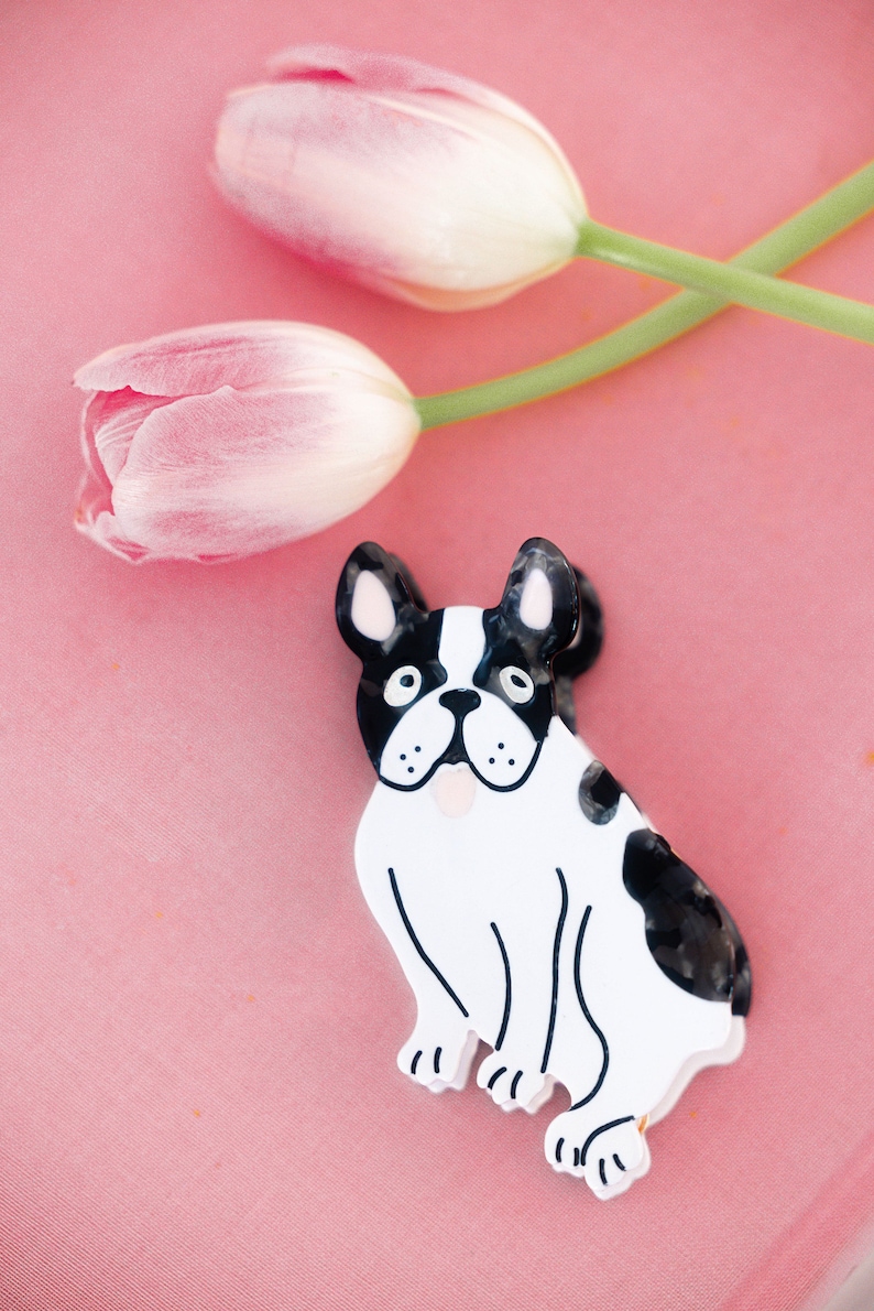 French Bulldog Hair Claw Viral Dog Shaped Hair Clips image 2