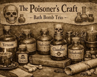 The Poisoner’s Craft Bath Bomb Trio | Gothic Apothecary Gift Set | Handmade Vegan Self‑Care Box